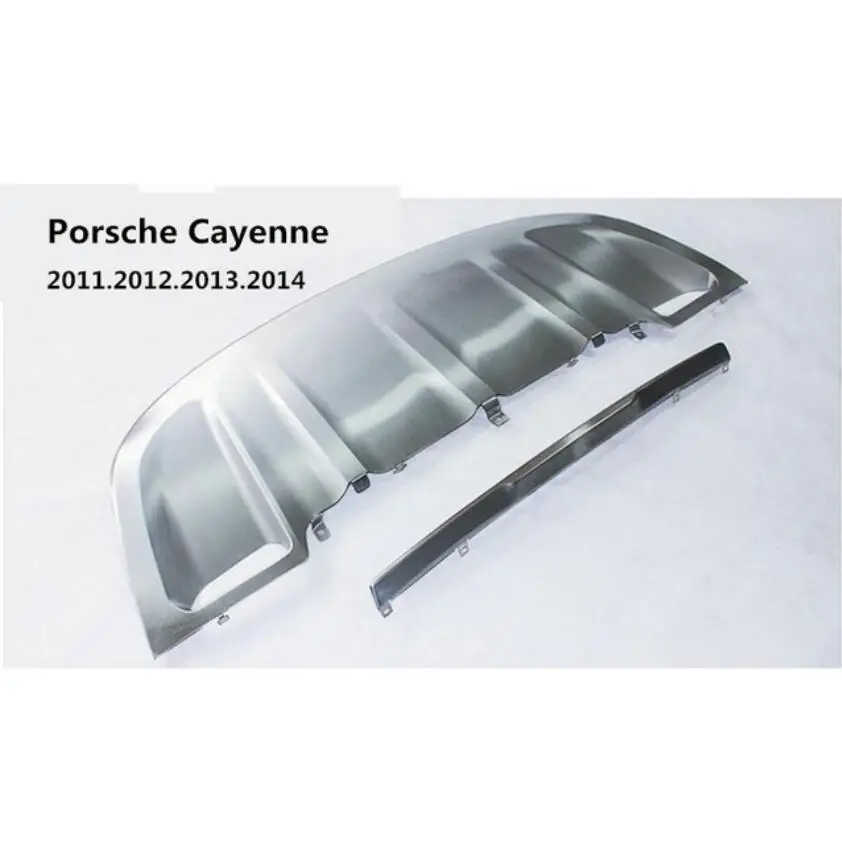 Для автомобильного бампера защитная пластина для Porsche Cayenne 2011- передняя+ задняя Защитная панель высокое качество Нержавеющая сталь Авто аксессуары - Цвет: 2011 2012 2013 2014