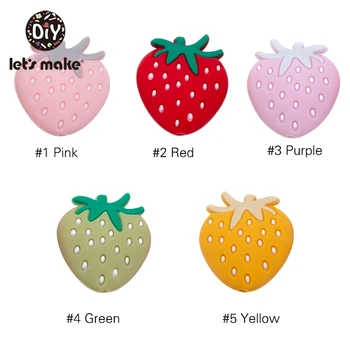 

Let's Make BPA Free 20pcs Baby Teether Strawberry Teething Beads Silicone Beads For Necklace Silicone Teether Toy For Kid