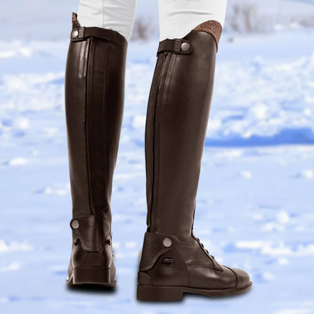 Обувь; женские модные ботинки; zapatos de mujer; женские зимние теплые ботинки на среднем каблуке в стиле панк; стильная обувь для верховой езды без застежки в стиле ретро