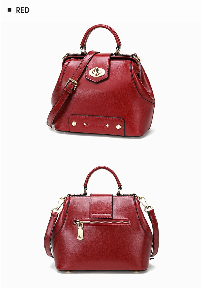 BISON DENIM Genuine Leather Women Bag Oil Wax Leather Shoulder Bag Vintage Handbag Crossbody Bag for Women Bolsa Feminina B1886