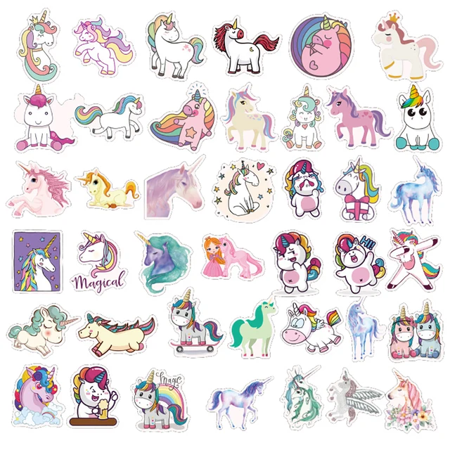 10/30/50PCS Cute Unicorn Waterproof Stickers Car Motorcycle Travel Luggage Phone Guitar Laptop Classic Toy Kid Cool Sticker Gift 3