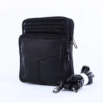 

Fashion Portable Men's Business European Style Crossbody Shoulder Bags Black Leather Mini Crossbody Bag For Men