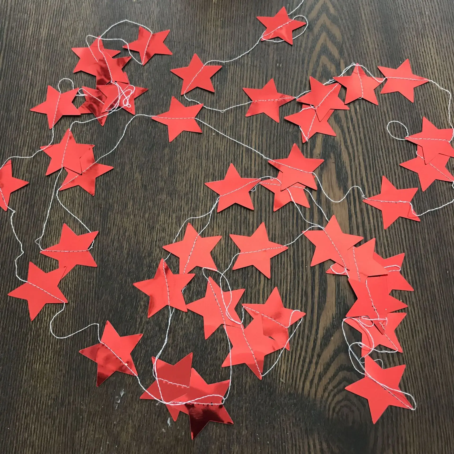 Рождественские 4 м золотые серебряные снежинки круглые звезды бумажные гирлянды рождественские украшения год рождественские украшения для дома. Q - Цвет: 4m-red