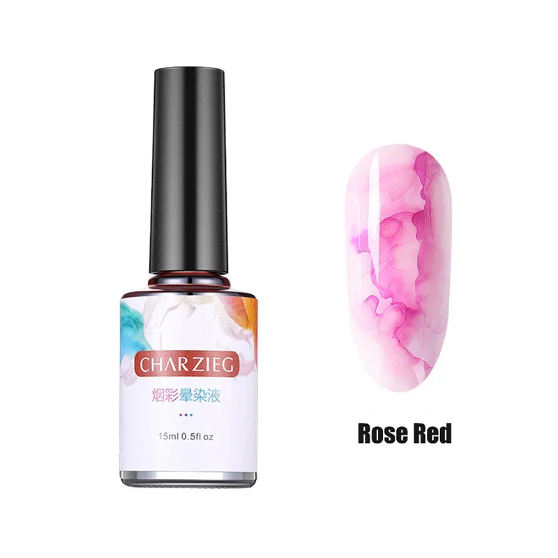 Rose Red 15 мл Цветущий лак для ногтей градиентный акварельный чернильный синий фиолетовая для украшения ногтей лак для маникюра DIY дизайн - Цвет: Rose Red