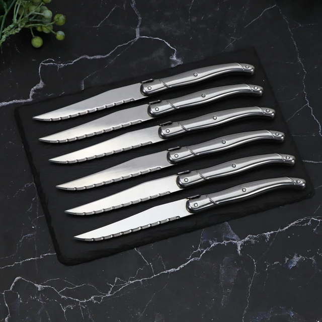 Jaswehome 4/6/8/12pcs Steak Knives Set Titanium Gold Plating