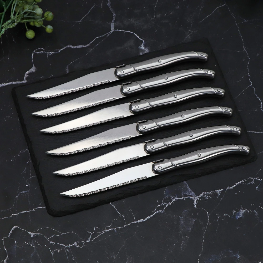 Jaswehome New High End Thick Blade 6pcs Steak Knife Set Laguiole Knife