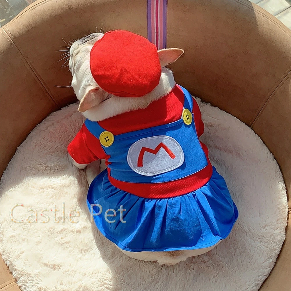 子犬夏の服スーパーマリオ衣装 愛らしい犬服ブルドッグパグテディプードル子犬ドレスtシャツ Aliexpress Home Garden