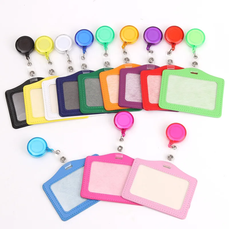 Credit-Card-Holders Badge Identity School-Supplies Retractable Office with Reels-Clip