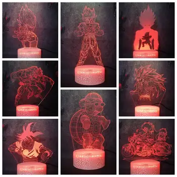 

Japan Cartoon Comic LED Touch Remote RC 7 Color Flash 3D LED Dragon Ball Saiyan Saga Goku Kakarotto Master Roshi Nightlight Lamp