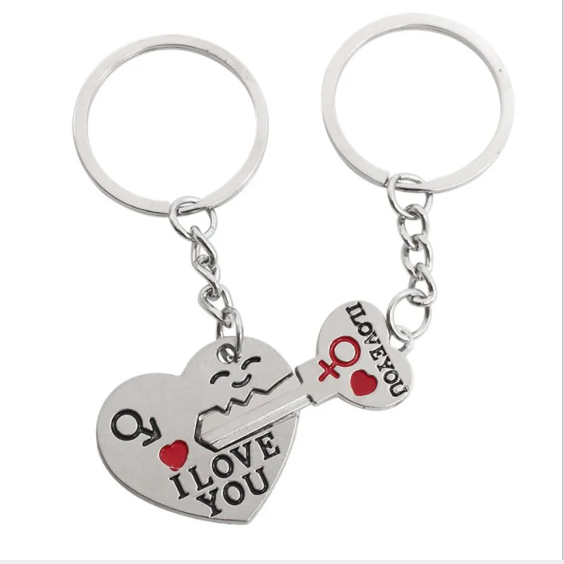 Модный комплект одежды из 2 шт./компл. I LOVE YOU буквы брелок в форме сердца брелок для любителей подруги бойфренда ко Дню Святого Валентина подарок для пар, Винные Бокалы - Цвет: silver