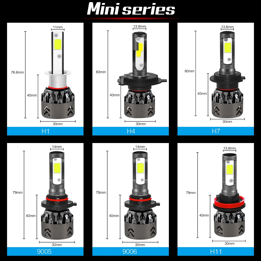 Новое поступление, комплект из 2 предметов, Mini6 Автомобильный светодиодный фары лампы H1 H4 H7 H11 9005 9006 60 Вт 6000 К авто фары 12V 24V светодиодный помощи при парковке лампа