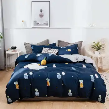 

Bedding Set Pineapple Bedspread Bed Flat Sheet Pillowcase Duvet Cover Double Queen King Single Carrot Green Flat Sheet