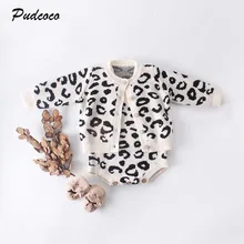 Brand 0-18M Newborn Infant Kids Girls Boys Clothes Leopard Print Sweater Coat Outfits Sleeveless Romper Clothes 2 orders