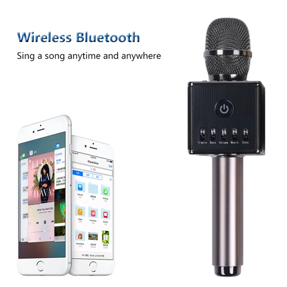 Bluetooth беспроводной микрофон динамик профессиональный ручной караоке микрофон музыкальный плеер для вокала, с рекордером