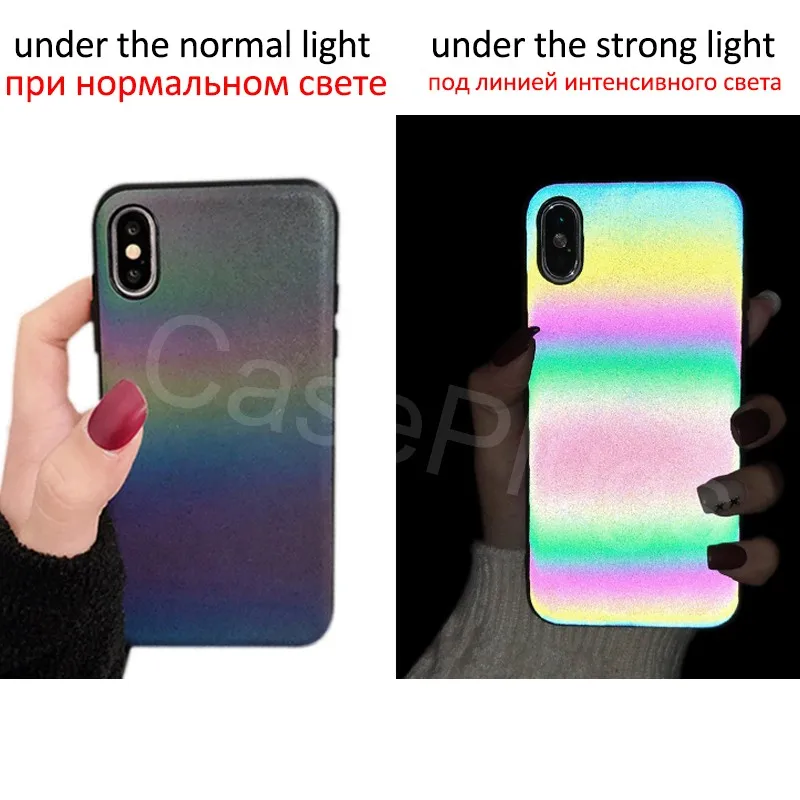 Модный Радужный лазерный чехол с градиентом для iPhone 11 Pro XS Max Xr матовый блестящий 8