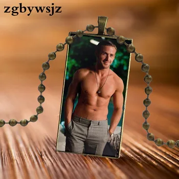 

For Schoolgirl Maxi Ryan Gosling Cartoon Pattern Fashion Glass Cabochon Pendant Rectangle Necklace Choker Necklace Jewelry