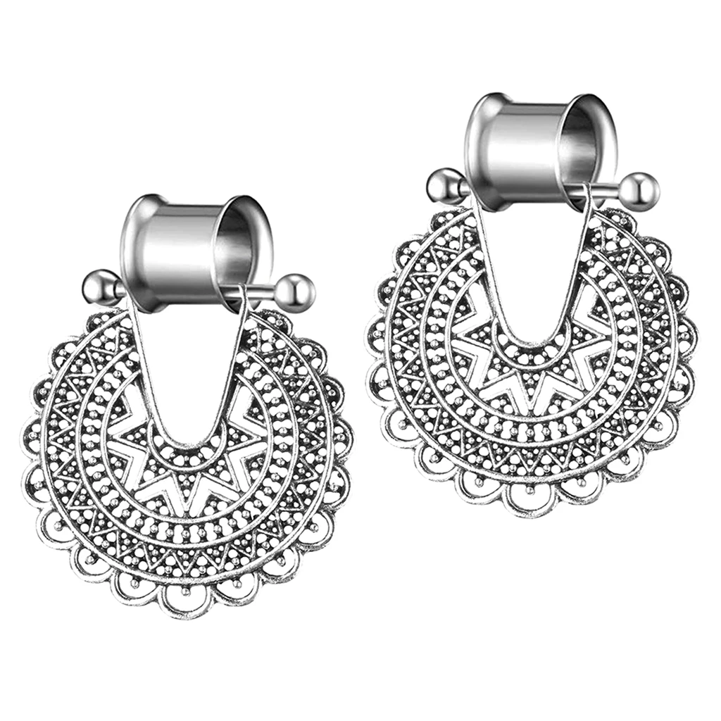 Hollow Flower Ethnic Tribe Ear Expander Plug Tunnels 6mm-12mm Gauge Piercing