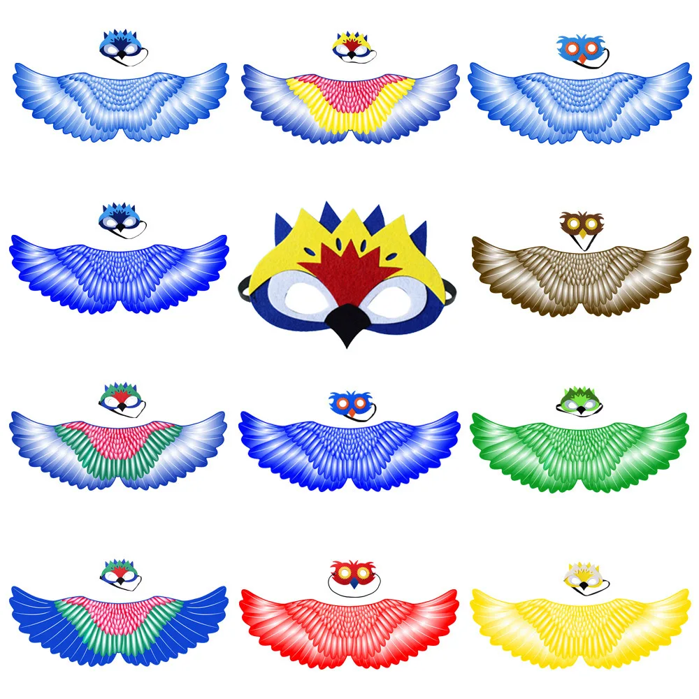 Сова птица крыло с маской Красочные партии Косплей Костюм Макау попугай накидка Рождество шарф Хэллоуин Необычные животных плащ наряд