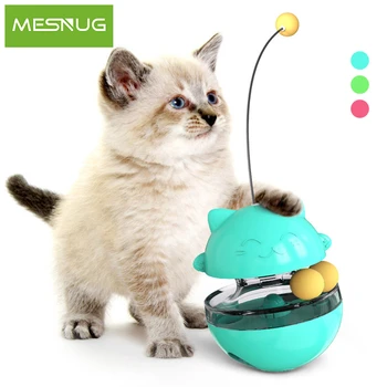 

MESNUG Food Dispensing Cat Toys Interactive Nontoxic Durable Adjustable Puzzle Treat Leaky Pet Kitten Ball Fun Game Play