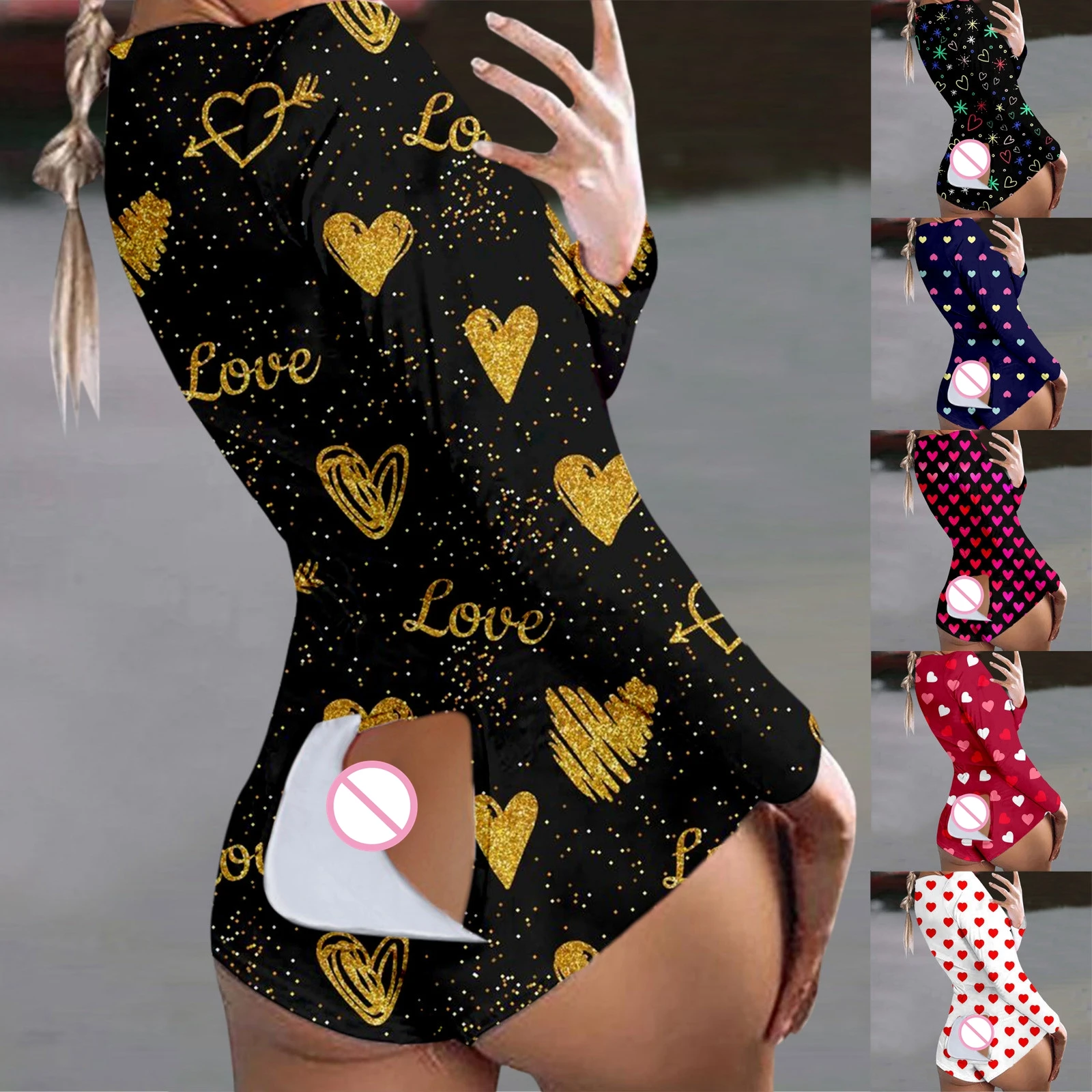 Mono con estampado de botones para mujer, Mono para adultos de talla grande 3XL, holgado, con solapa abotonada