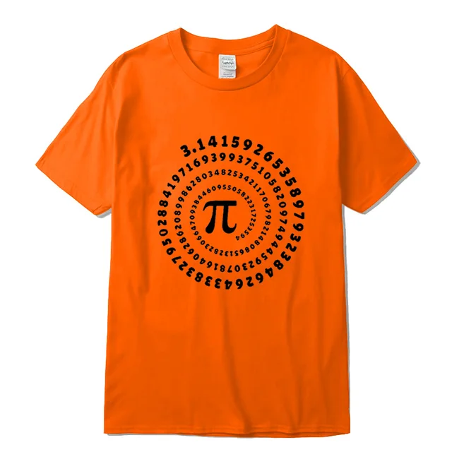Men's T-shirt 100% cotton short sleeve Mathematical geometry printed men Tshirt  o-neck street style cool funny loose T-shirt Orange-2018325