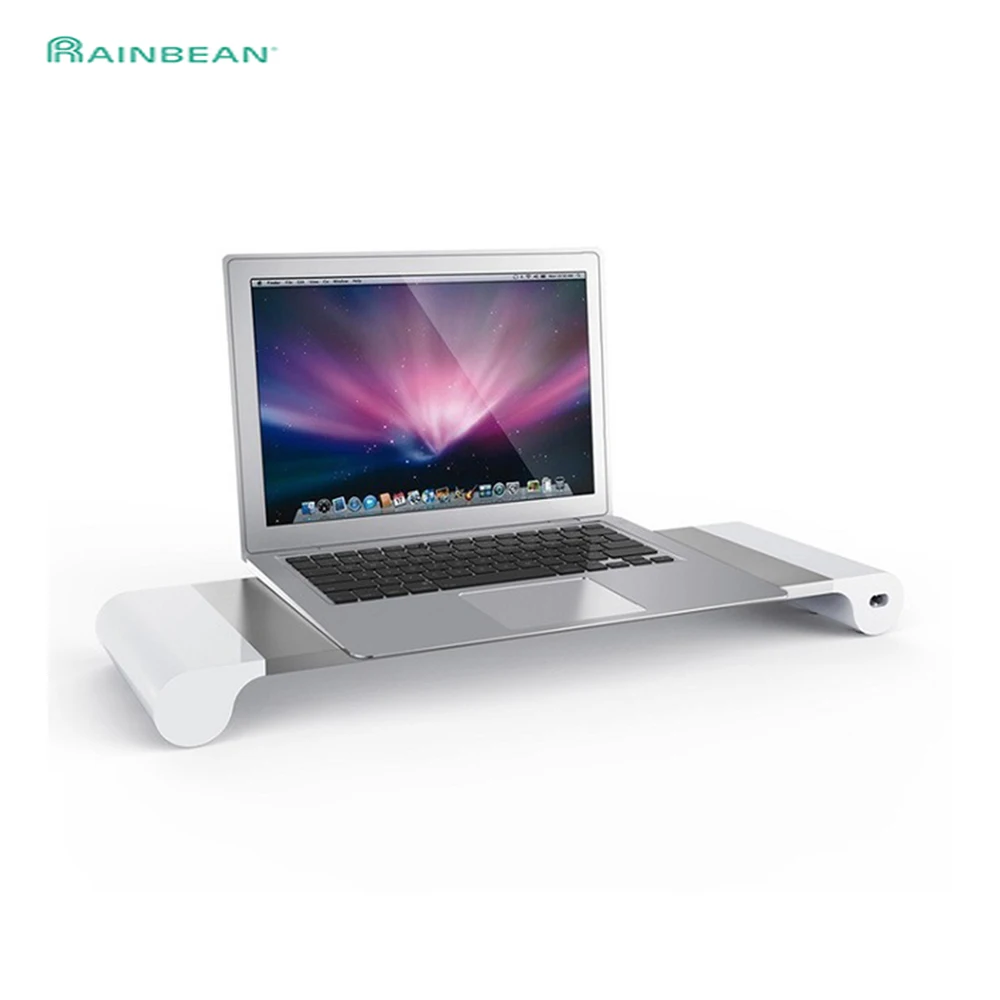 

Laptop Monitor Desktop Stand Space Bar Dock Desk Riser with 4 USB Ports for iMac MacBook Computer PC TV Below 20Inch