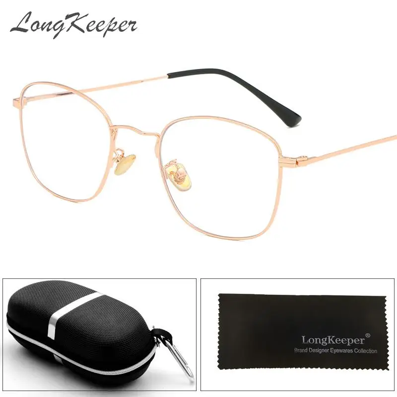 Longkeperer 2019 квадратная рамка для очков женские мужские очки в металлической оправе оправы летние оптические линзы очки с футляром