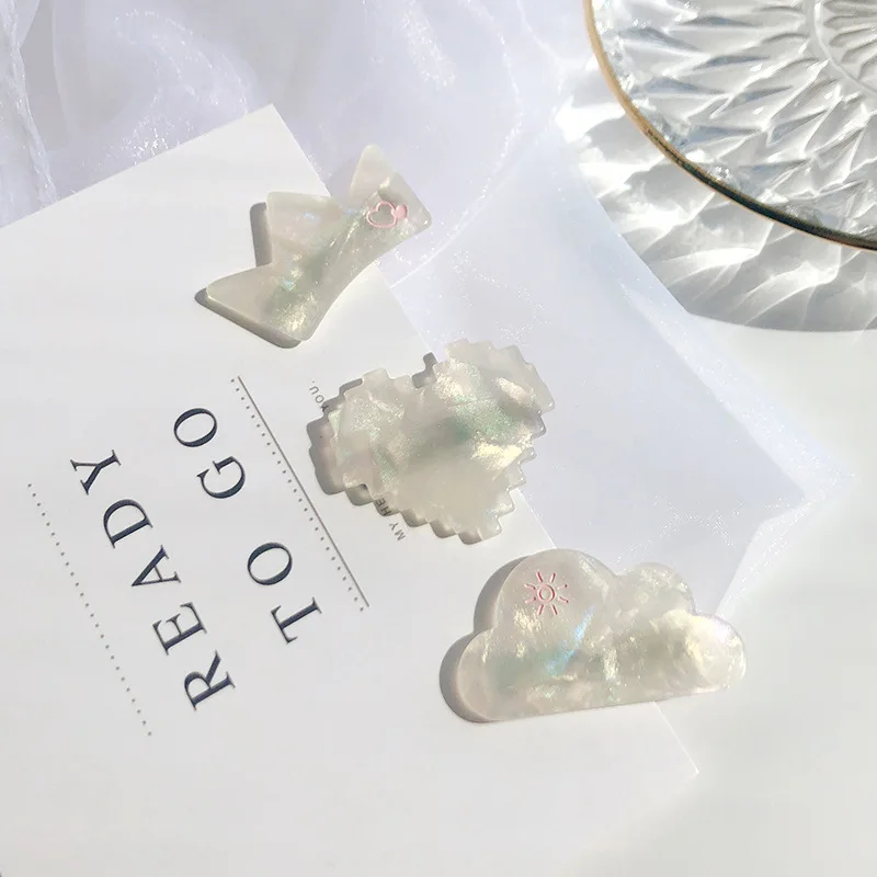 

Trendy Romantic Heart Acetate Hair Clip Fashion New White Crown Barrettes Shell Hairpins Hair Accessories Head Wear