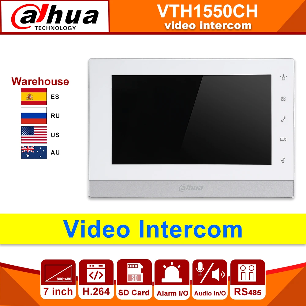 Original dahua video intercom ip Original VTH1550CH Indoor Monitor 7-inch 800*480 H.264 Resilution Touch Screen Color SD card