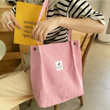 

Young Ladies Corduroy Canvas Tote Fashion Women's bag winter new Handbags Shoulder bag Female Cloth Casual Shopping Folding Bags