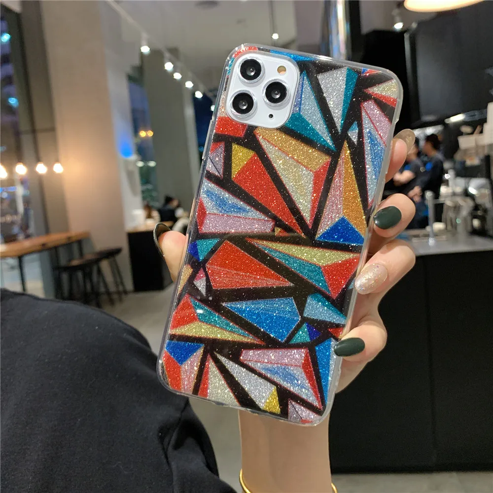 T2 USLION геометрический блеск Bling Star чехол для телефона для iPhone 11 Pro Max X XS XR Xs Max Жесткий PC задняя крышка для iPhone 6 6s 7 8 Plus - Цвет: T2