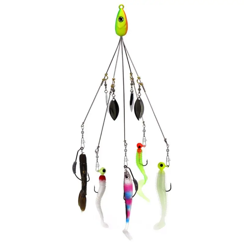  Umbrella Fishing Lure Rig 5 Arms Alabama Rig Head Swimming Bait Fishing Group Lure Snap Swivel Fish