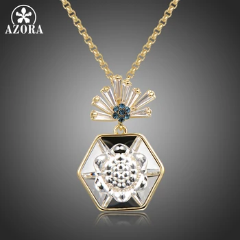 

AZORA Luxury Clear Crytal Pendant Necklaces for Women Wedding Engagement Fashion Jewelry Cubic Zirconia Valentine's Gift TN0283