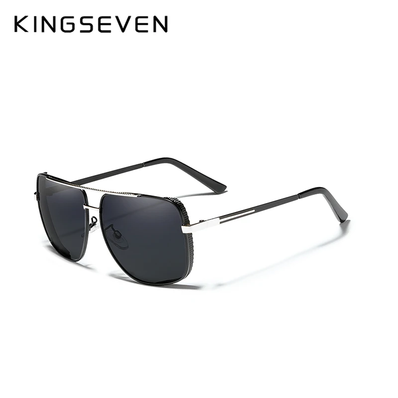 KINGSEVEN дизайнерские новые градиентные поляризованные линзы солнцезащитные очки мужские очки ночного видения для вождения lunette de soleil - Цвет линз: Silver Gray
