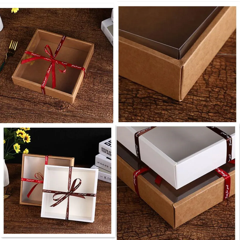 20 Scatole Regalo In Carta Kraft Bianche Con Finestra 17,8x10,9x3,9 Cm - Perfette Per Biscotti, Cioccolatini, Feste E Matrimoni