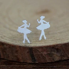 Изысканные 925 пробы серебряные маленькие серьги-гвоздики для балета и танцев для девочек, серьги для танцовщицы и принцессы, подарок для девочек, Прямая поставка, S-E122