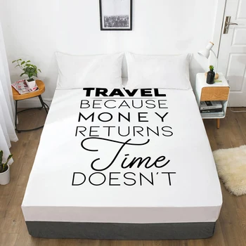 

White Letter Fitted Sheets Mattress Cover With Elastic Band 3D Bed Sheet Linens 200x200 135x200 Bed Sheet Customize size/design