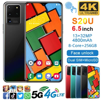 

Smartphones 6.5 Inch 8-Core 128GB Face ID Unlocked Celulares Android Mobile Phones Wifi WCDMA Unlock Cheap Smartphones