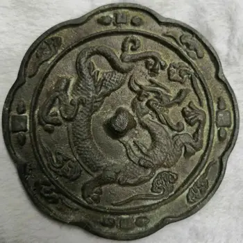 

China old Bronze Old Feng Shui Bronze mirror Dragon mirror