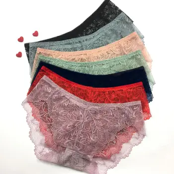 

Jian Peng Seamless Lace Sexy Net Yarn Panties Low waist within Temptation Underwear Women Lace Embroidery Transparent Panties