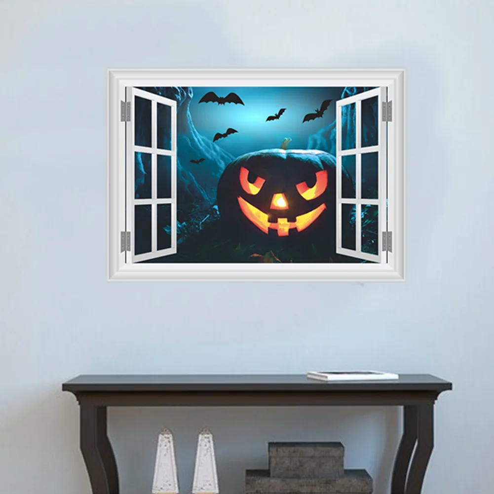 Hallowmas13 New Style Halloween 3D Horror Ghost Castle Pumpkin Head Living Room Decoration Wall Stickers