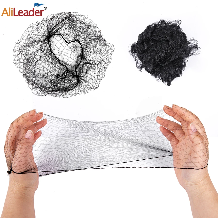 Alileader-대량 나일론 헤어 네트, 블랙 탄성 나일론 헤어넷, 포장 가발 헤어 네트, 14