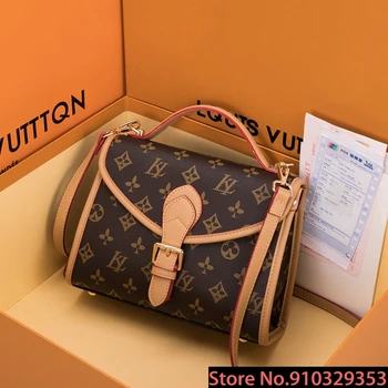 

Louis Vuitton LV- Panelled Small Square Bags High Quality Genuine Leather Shoulder Bags Famous Designer Women Purse and Handbags