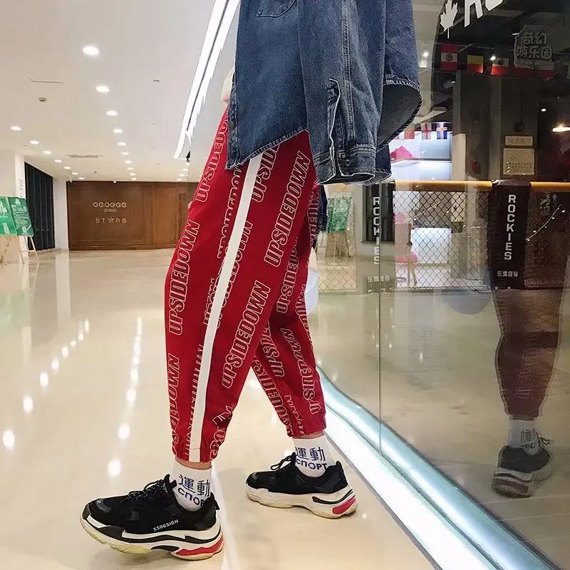 Новое поступление Harajuku японский стиль с буквенным принтом модные мужские брюки для бега хип хоп Осенние повседневные мужские шаровары