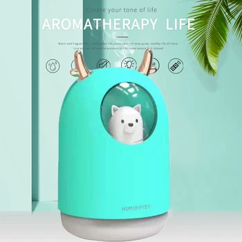 

300ml Mini Cute Pet Ultrasonic Air Humidifier Aroma Essential Oil Diffuser for Home Car USB Fogger Mist Maker with LED light