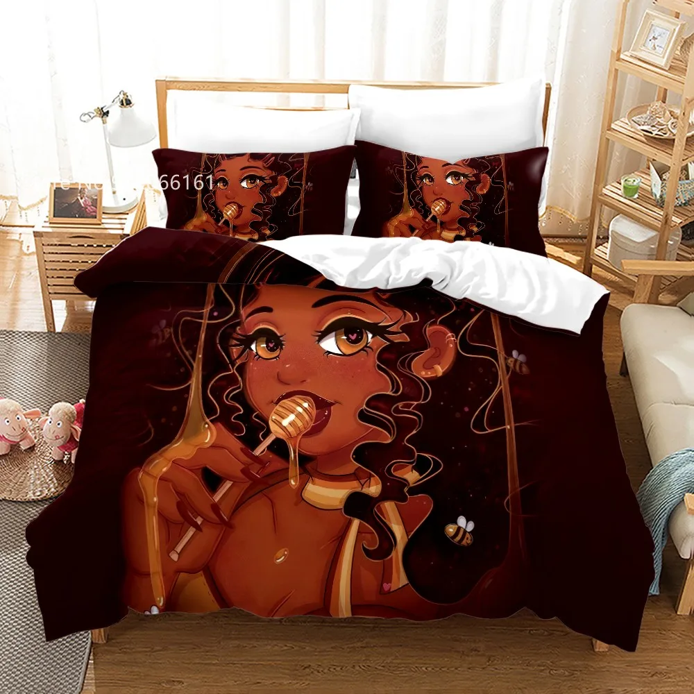 2/3 Pcs African Woman Duvet Cover Beautiful Tribal Girl Bedding Set Exotic Lady Bed Line For Kids Girls (No Sheets | Дом и сад