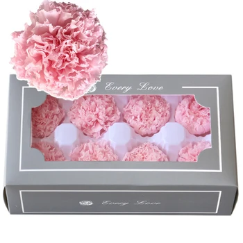

8pcs/box high quality Eternal flower Carnation flower head diameter 4-5cm mother's day gift box material Preserved Carnation