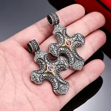 Уникальный крутой крест с камнем ожерелье кулон для мужчин и женщин из нержавеющей стали модные красивые украшения