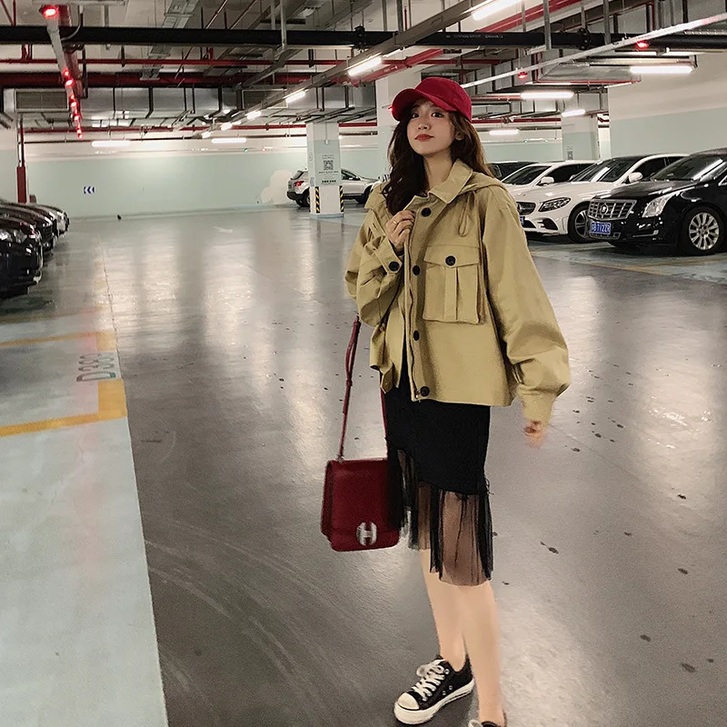 

Small Coat Women's 2019 Spring And Autumn New Style Korean-style Loose-Fit Versatile Students College Style Short-height Short T