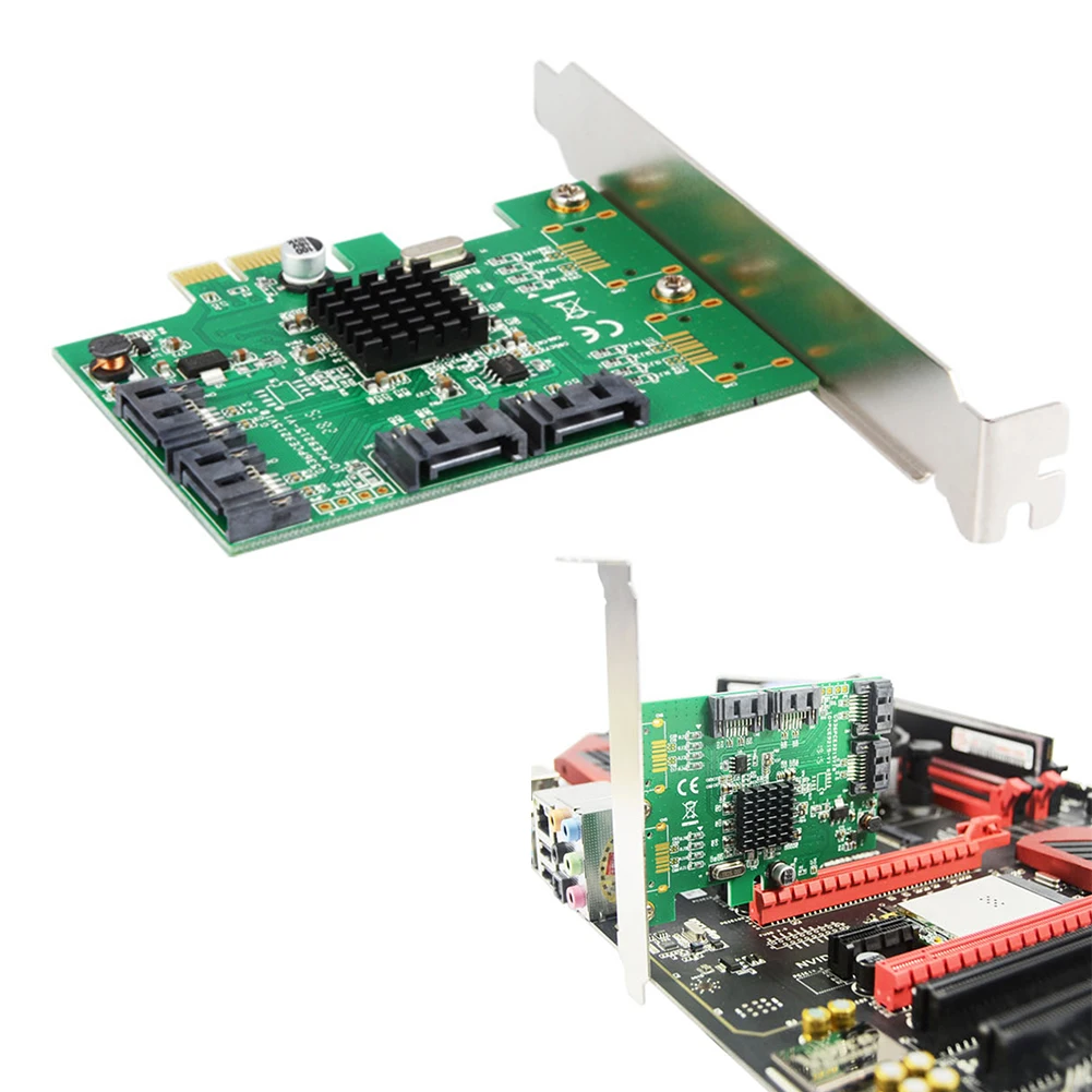 

Driver SATA 3.0 PCI-e Adapter Expansion Component Durable Low Profile Bracket 4 Ports Slots Controller Card Professional
